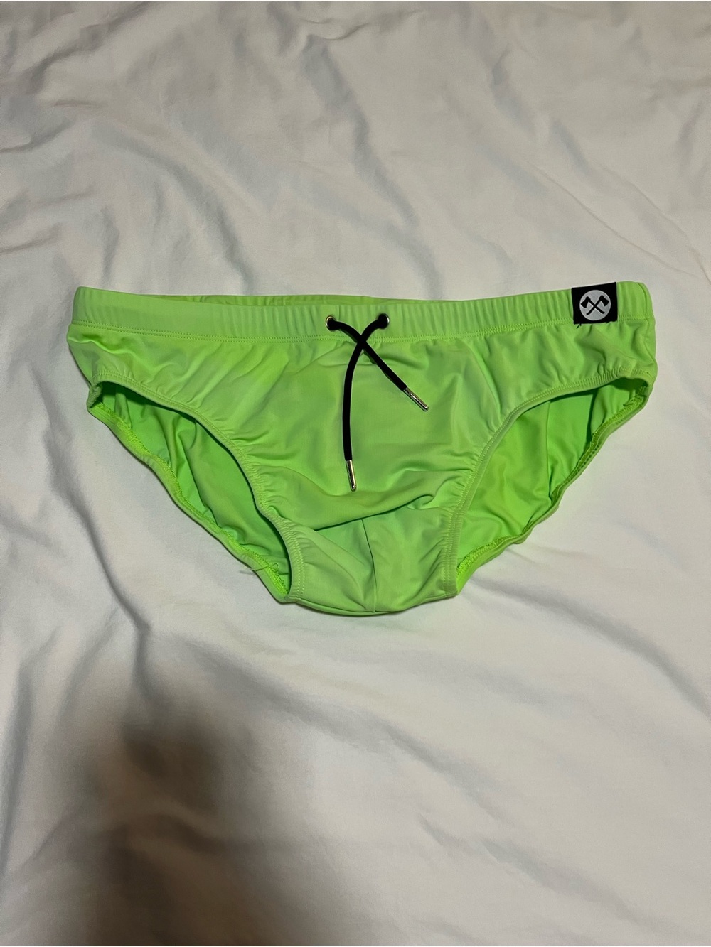 Men's Neon Green Swim Briefs with Drawstring